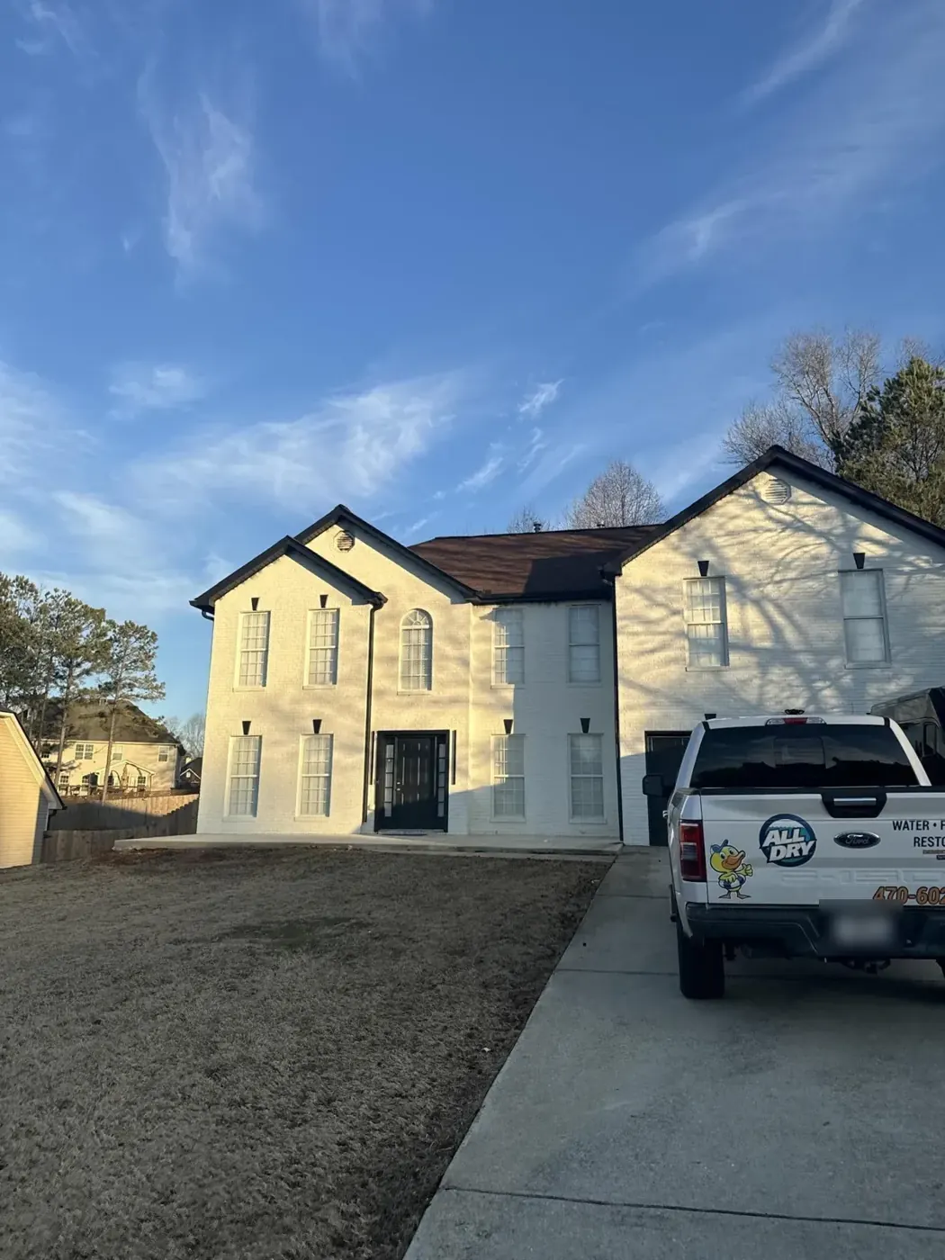 All Dry truck at a house fire restoration job in Lawrenceville, GA